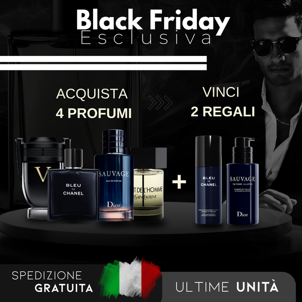Compra 1, Ricevi 4: Invictus + Bleu de Chanel + Sauvage + La Nuit de L’Homme + 2 Brindes Esclusivi – Black Friday Edition